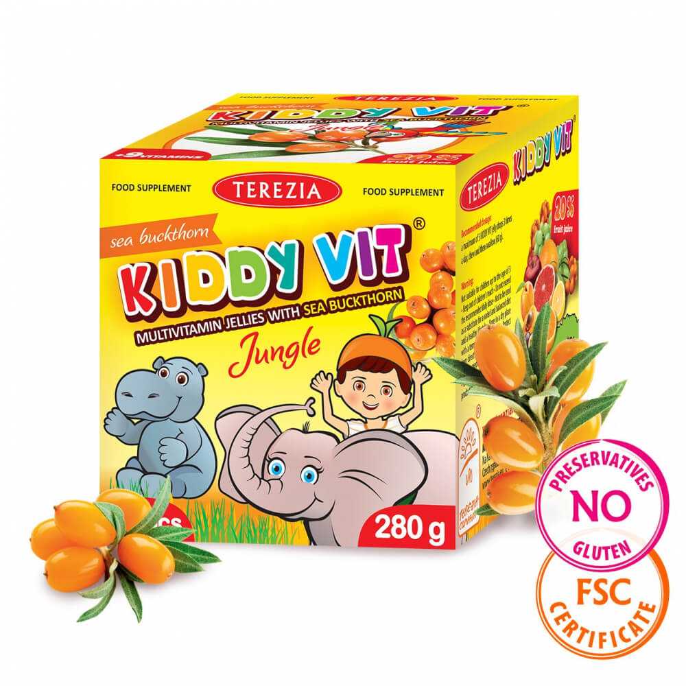 KIDDY VIT® ar smiltsērkšķiem, džungļi, 70 gab.