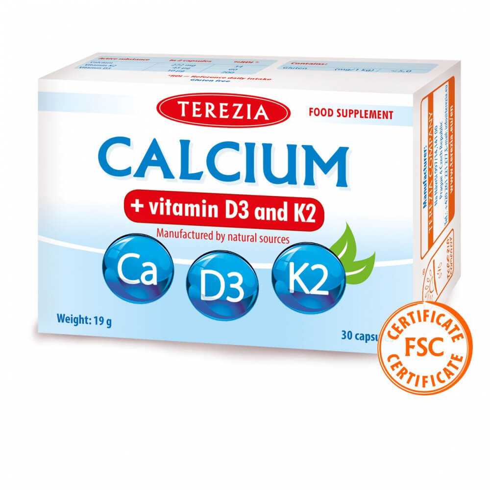 Calcium + Vitamins D3 And K2, Terezia, 30 kaps.