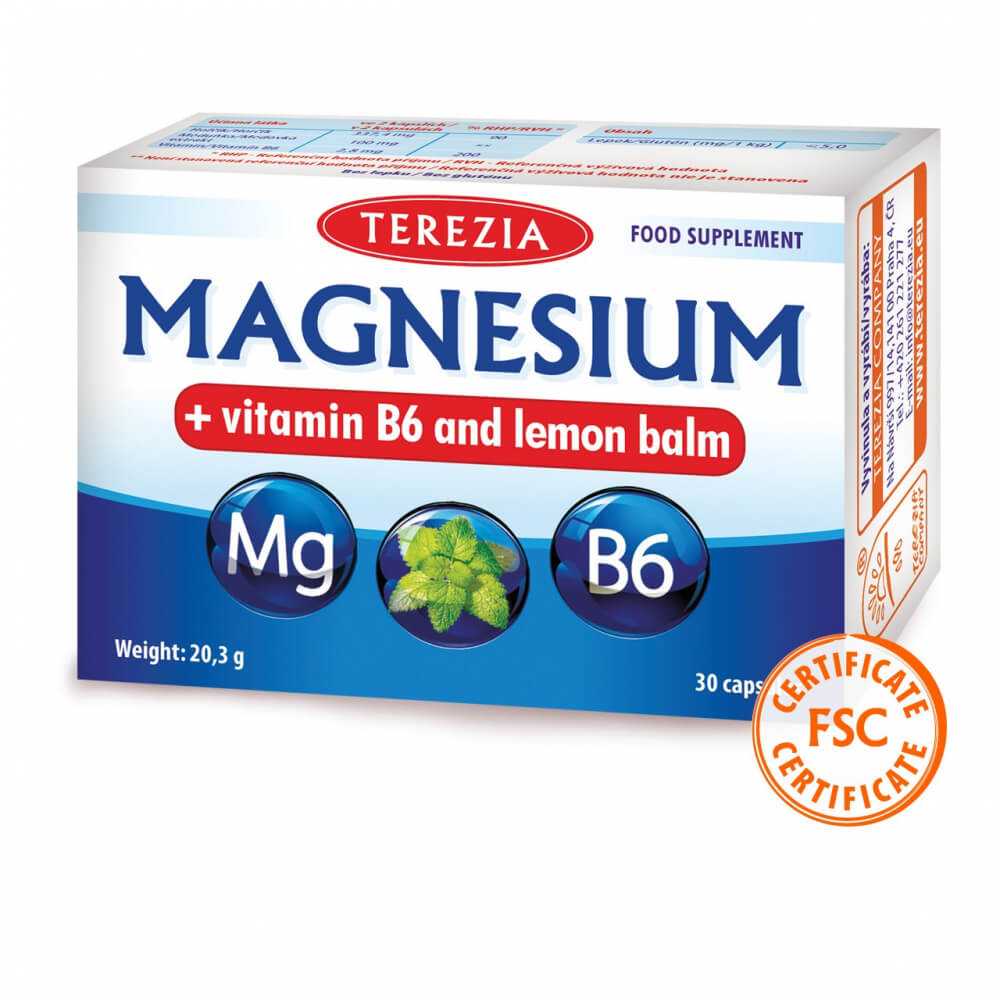 Magnesium + Vitamin B6 And Lemon Balm, Terezia, 30 kaps.